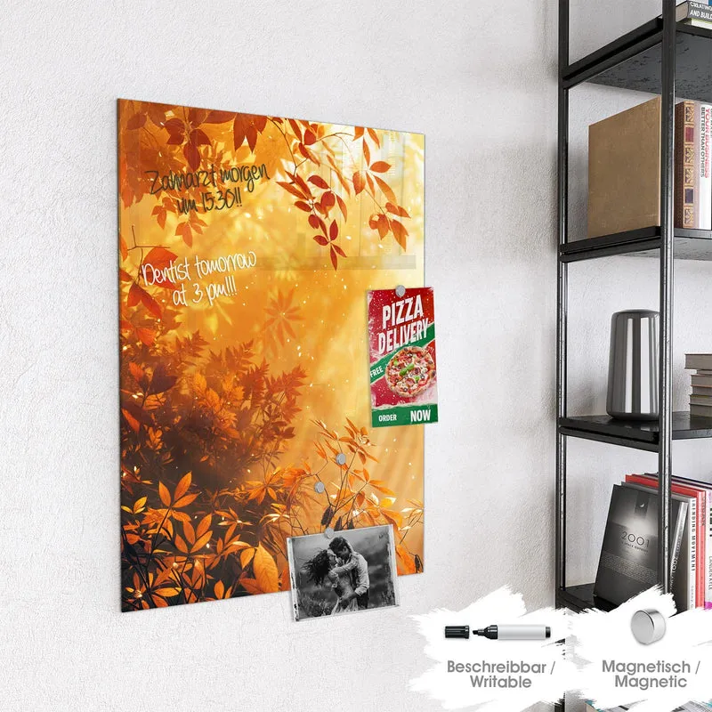 Magnettafel - Herbstwald im Gegenlicht
