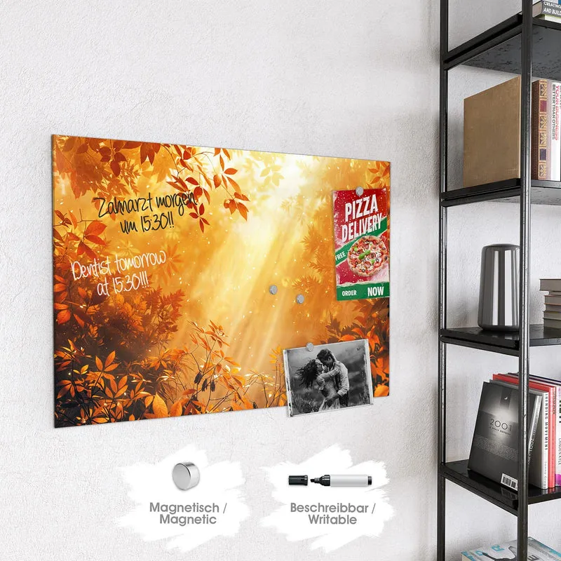 Magnettafel - Herbstwald im Gegenlicht