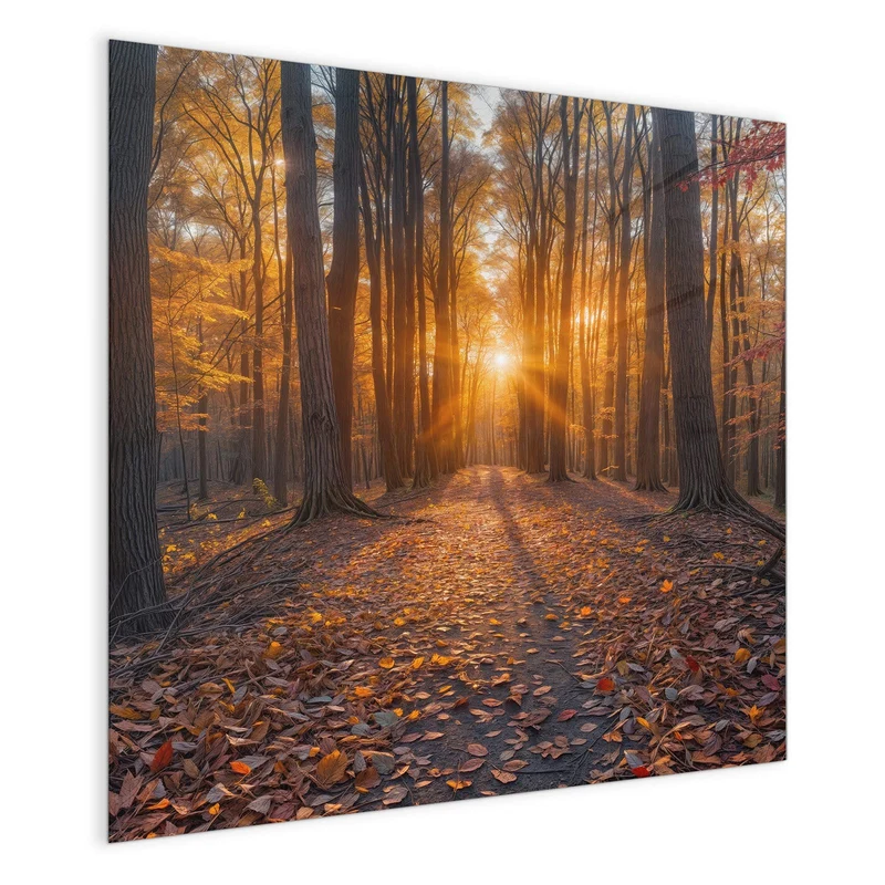 Magnettafel - Sonne im Herbstwald