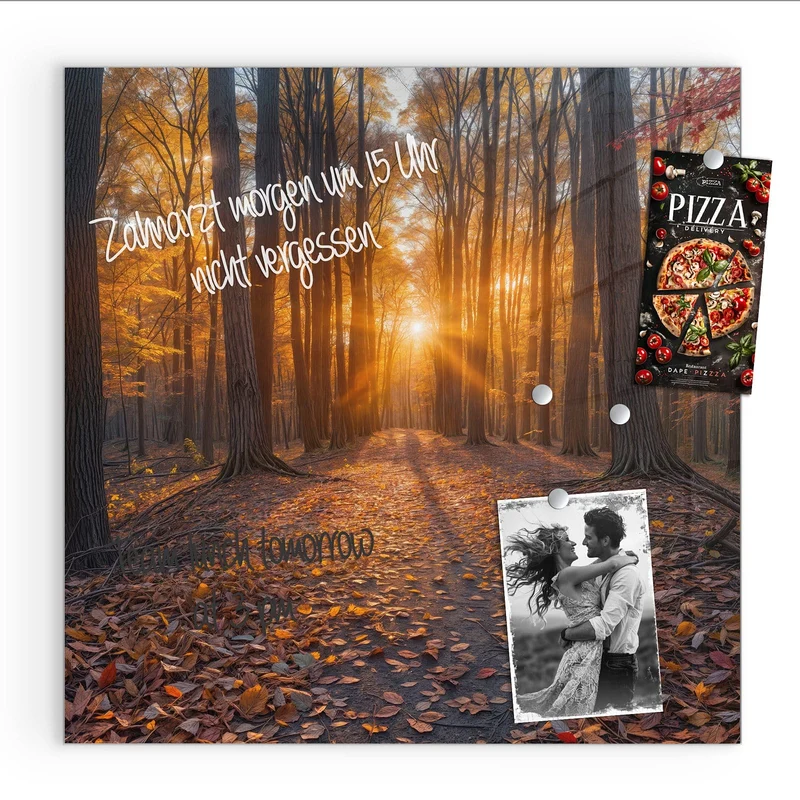 Magnettafel - Sonne im Herbstwald