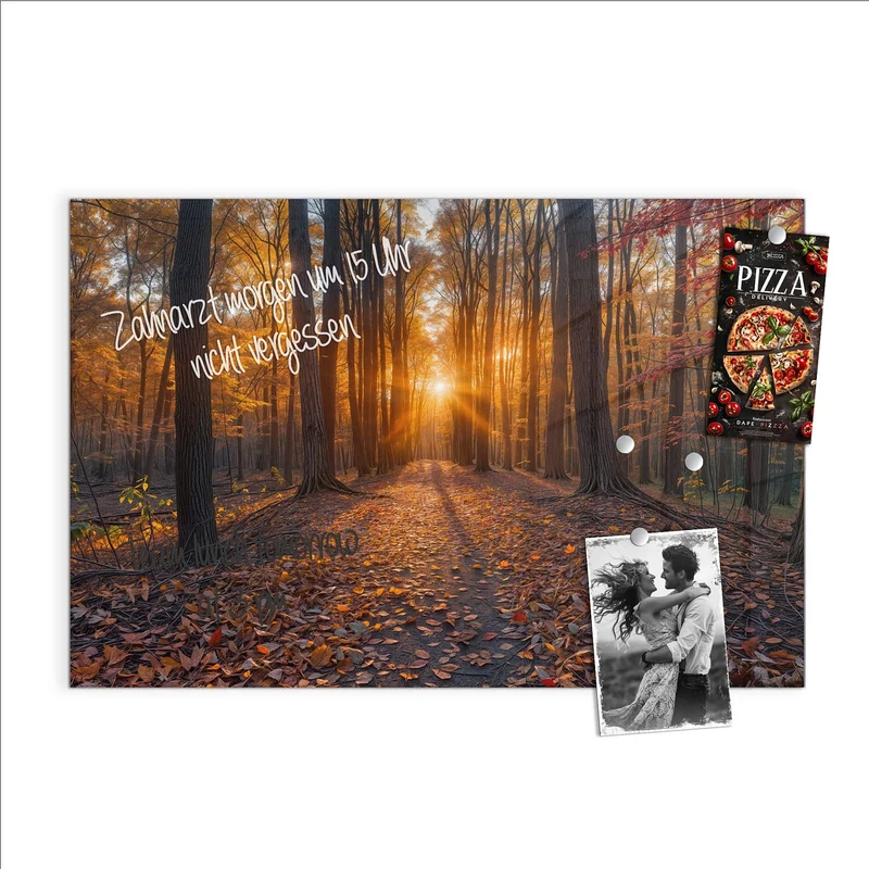 Magnettafel - Sonne im Herbstwald