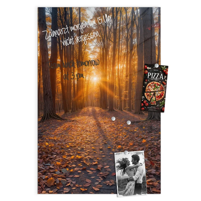 Magnettafel - Sonne im Herbstwald