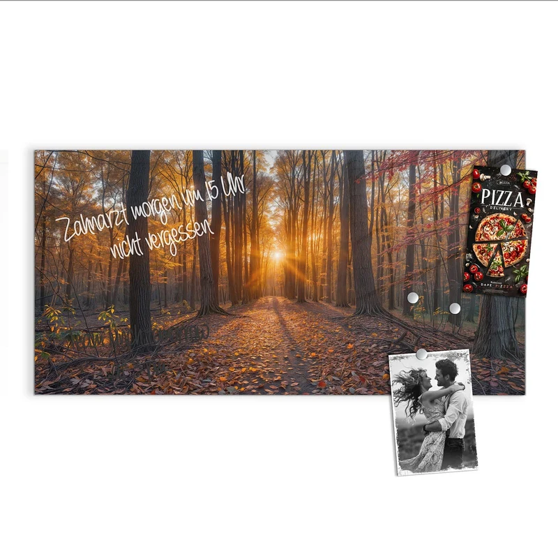Magnettafel - Sonne im Herbstwald