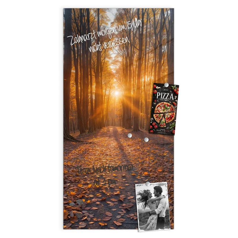 Magnettafel - Sonne im Herbstwald