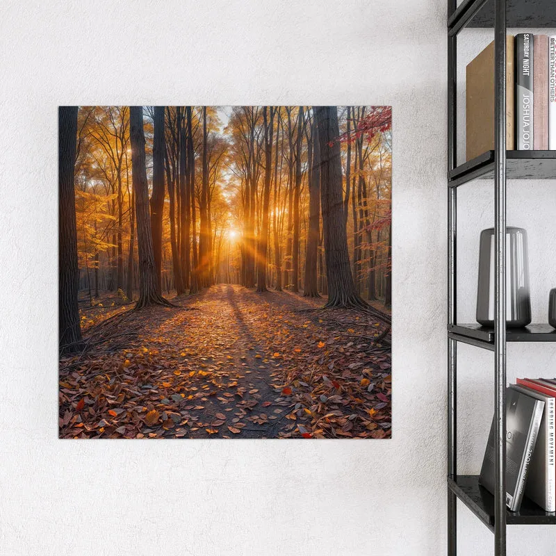 Magnettafel - Sonne im Herbstwald