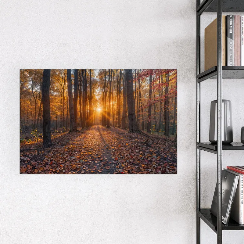 Magnettafel - Sonne im Herbstwald