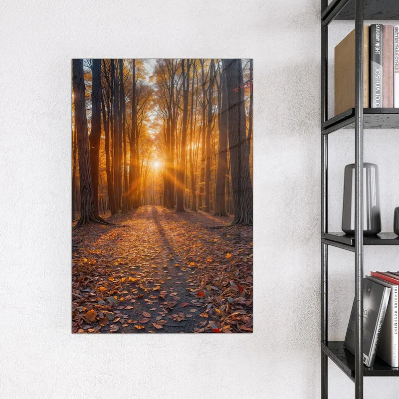 Magnettafel - Sonne im Herbstwald