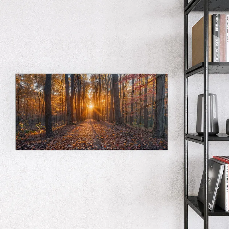 Magnettafel - Sonne im Herbstwald