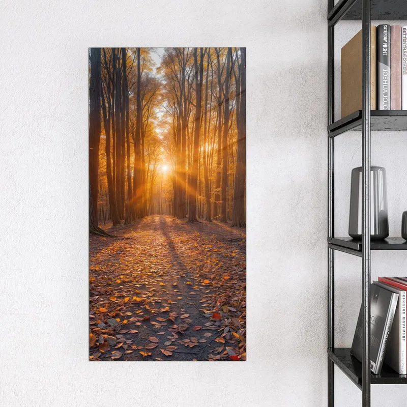 Magnettafel - Sonne im Herbstwald