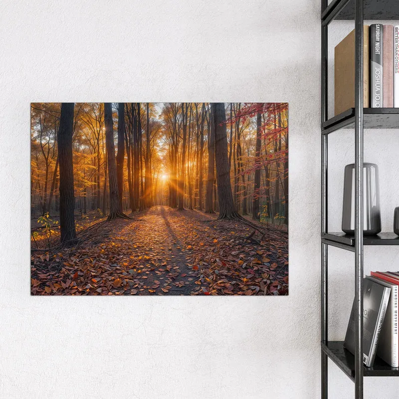 Magnettafel - Sonne im Herbstwald