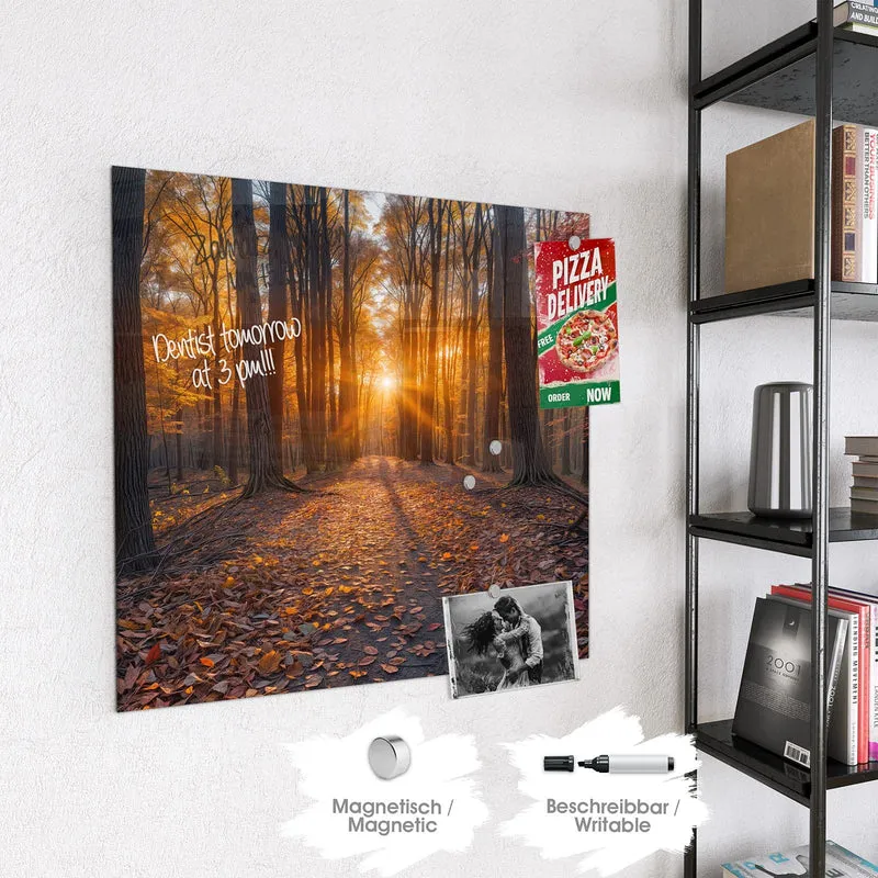 Magnettafel - Sonne im Herbstwald