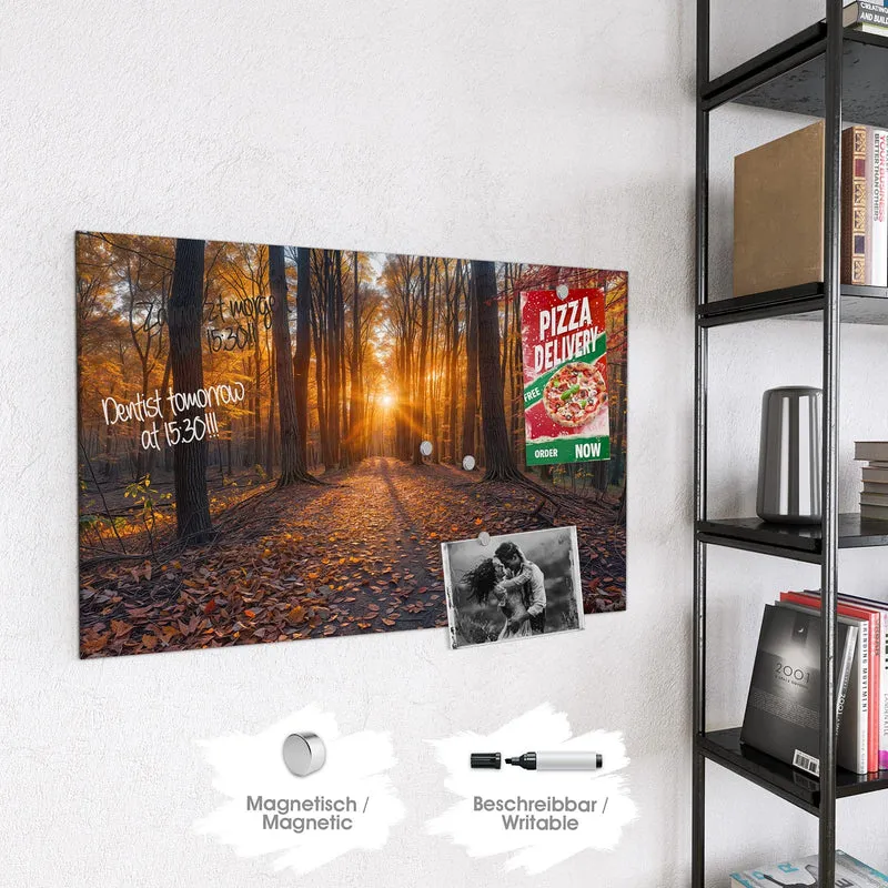 Magnettafel - Sonne im Herbstwald