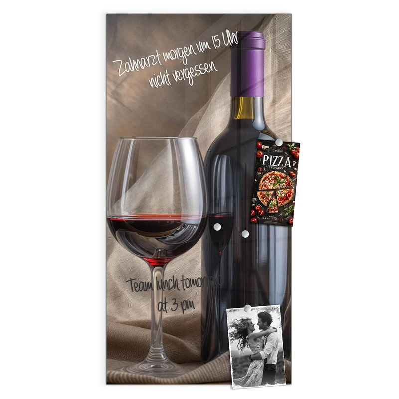 Magnettafel - Weinflasche und Glas