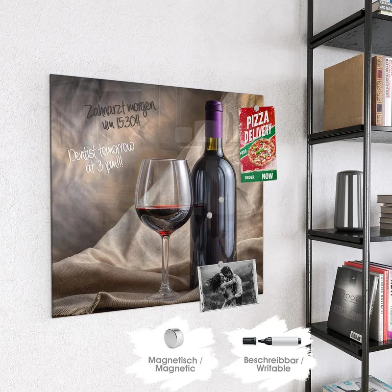 Magnettafel - Weinflasche und Glas