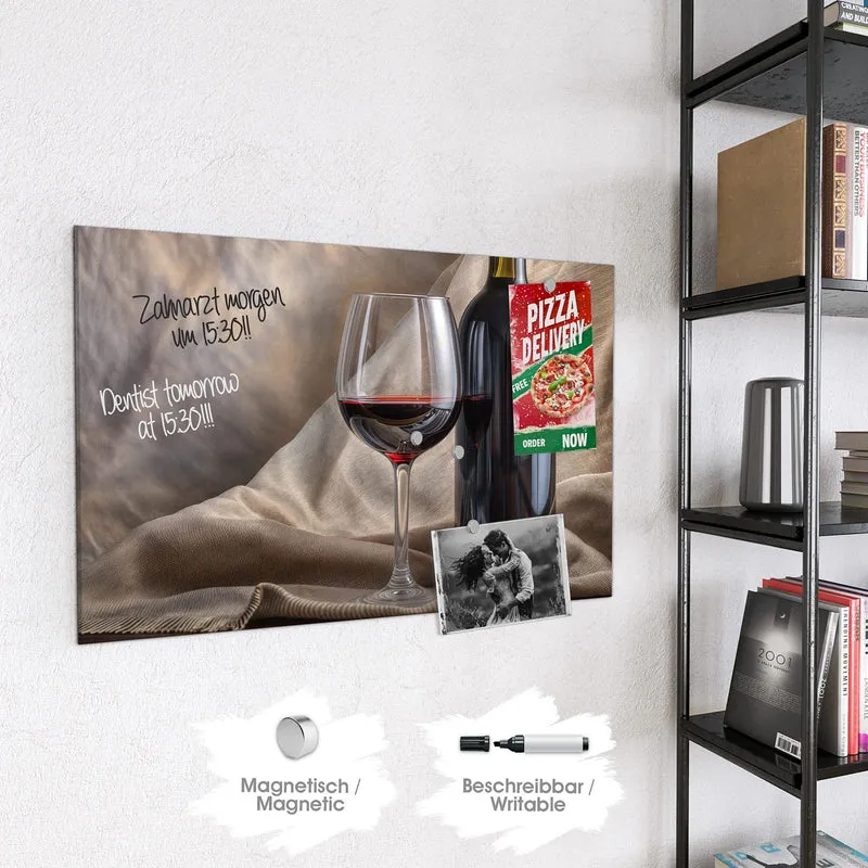 Magnettafel - Weinflasche und Glas
