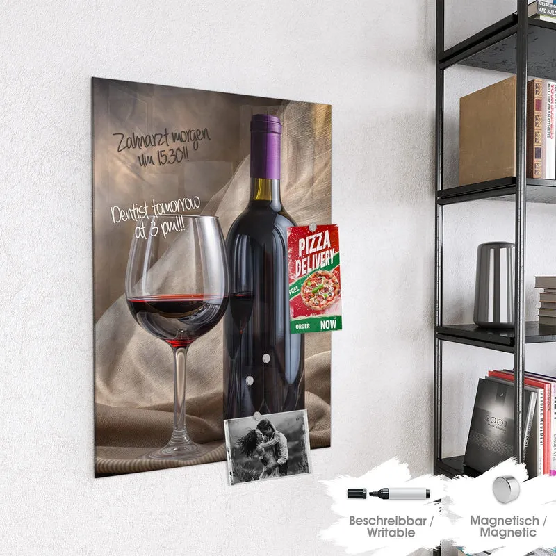 Magnettafel - Weinflasche und Glas