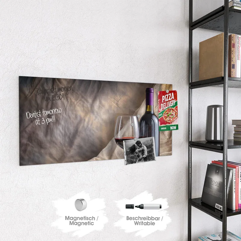 Magnettafel - Weinflasche und Glas