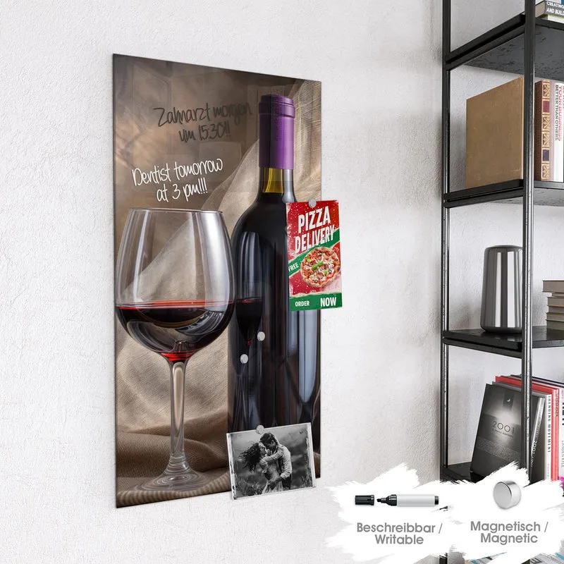 Magnettafel - Weinflasche und Glas