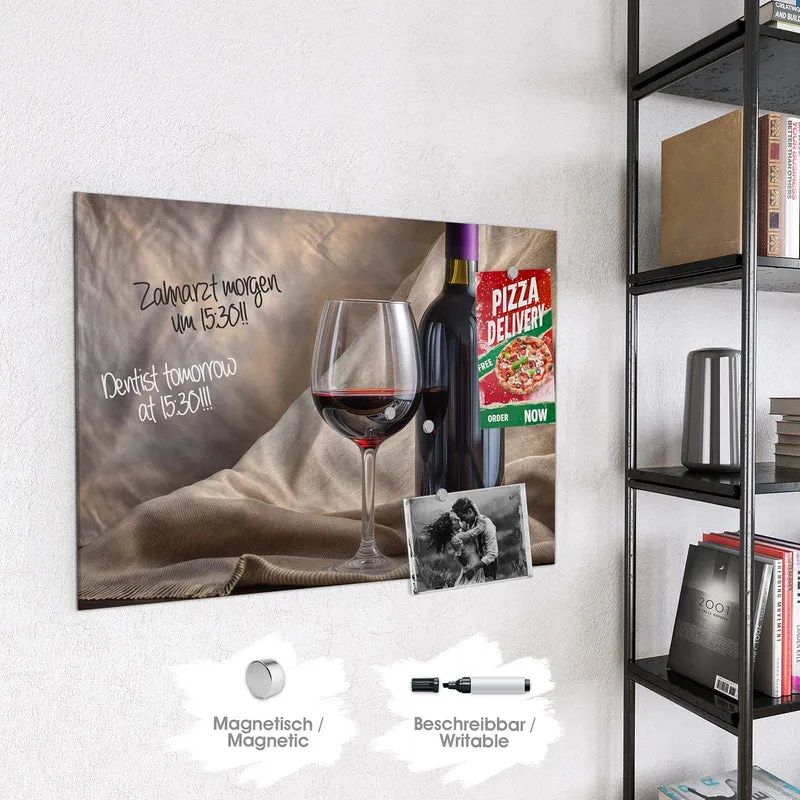 Magnettafel - Weinflasche und Glas
