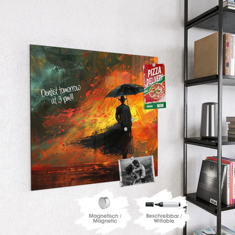 Magnettafel - Silhouette mit Schirm