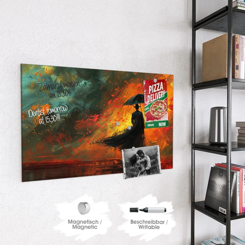 Magnettafel - Silhouette mit Schirm