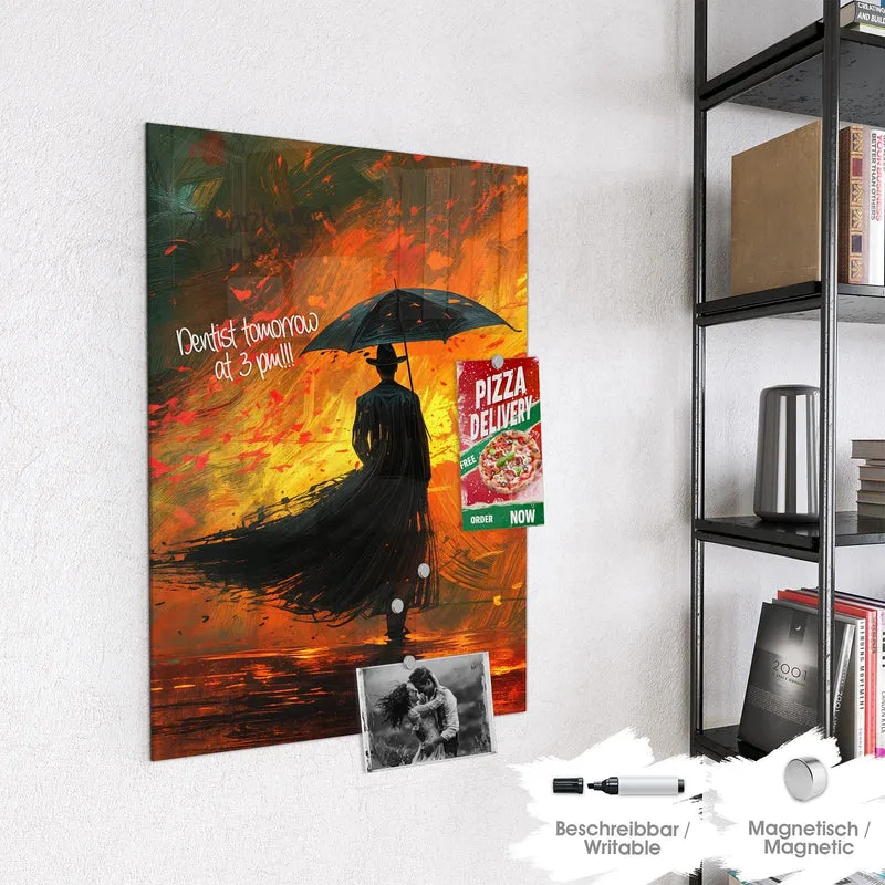 Magnettafel - Silhouette mit Schirm