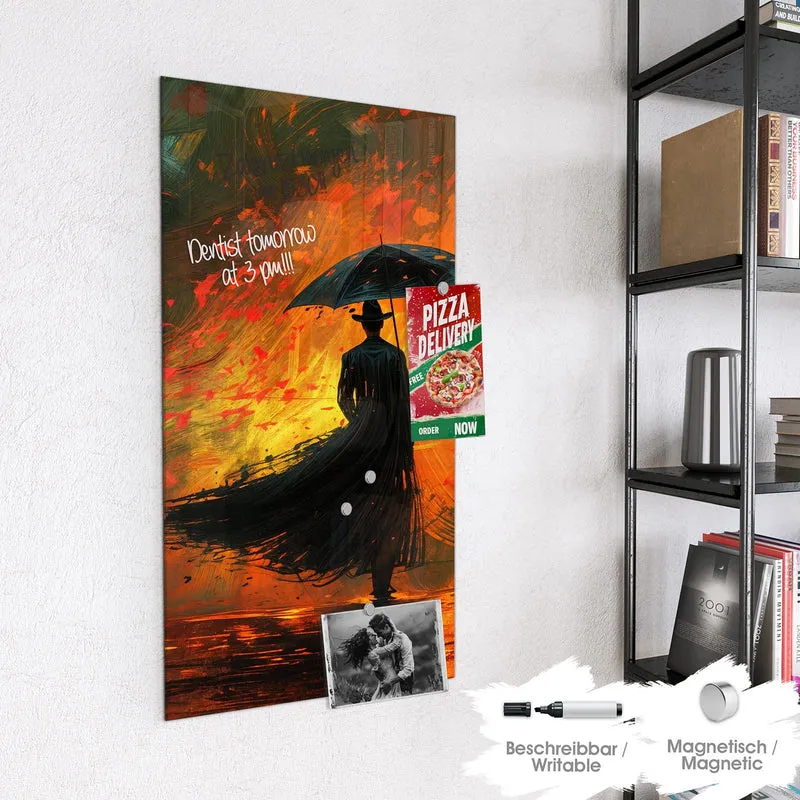 Magnettafel - Silhouette mit Schirm