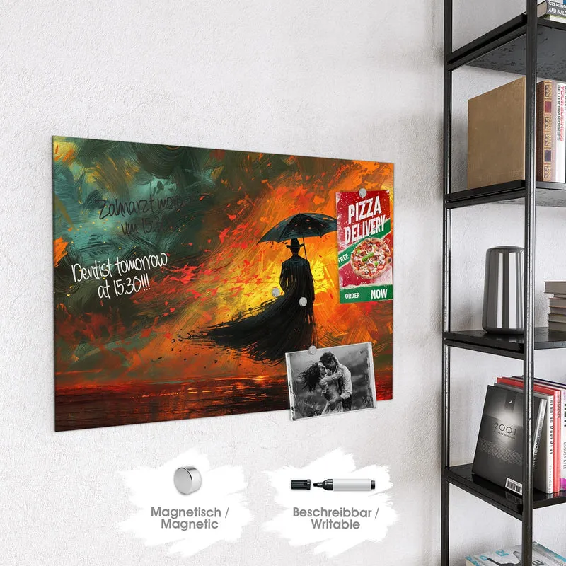 Magnettafel - Silhouette mit Schirm