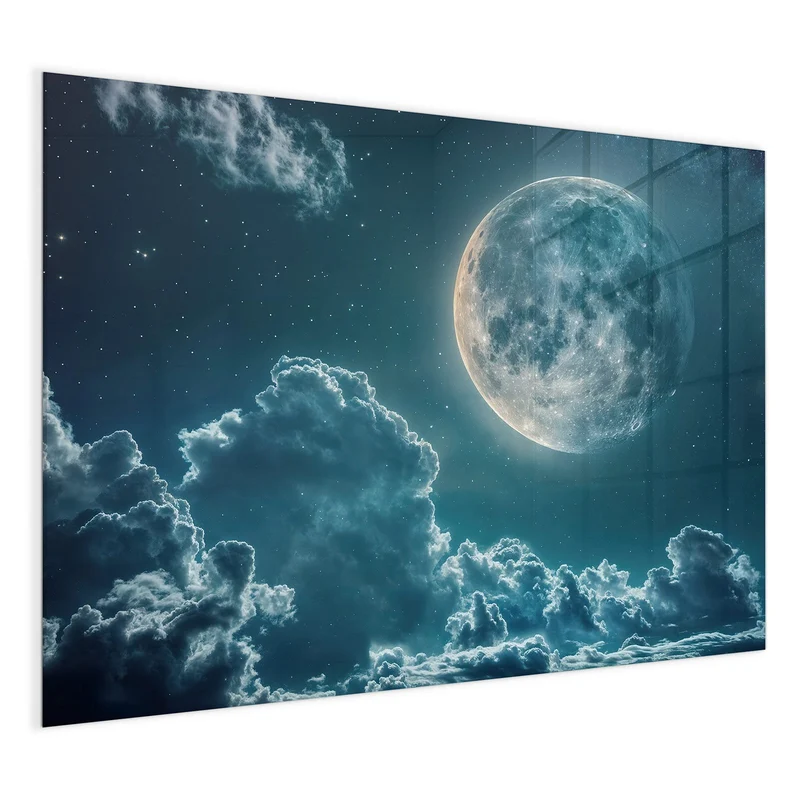 Magnettafel - Mond über Wolken