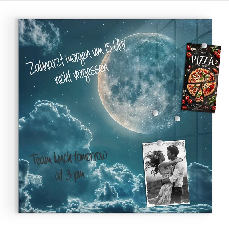 Magnettafel - Mond über Wolken