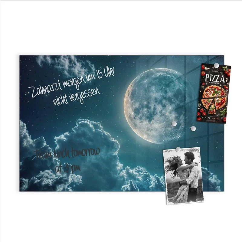 Magnettafel - Mond über Wolken