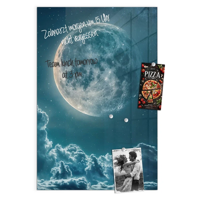 Magnettafel - Mond über Wolken