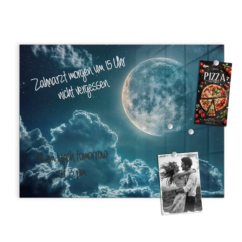 Magnettafel - Mond über Wolken