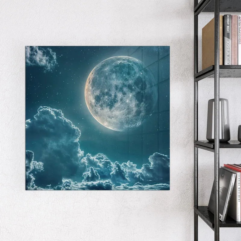 Magnettafel - Mond über Wolken