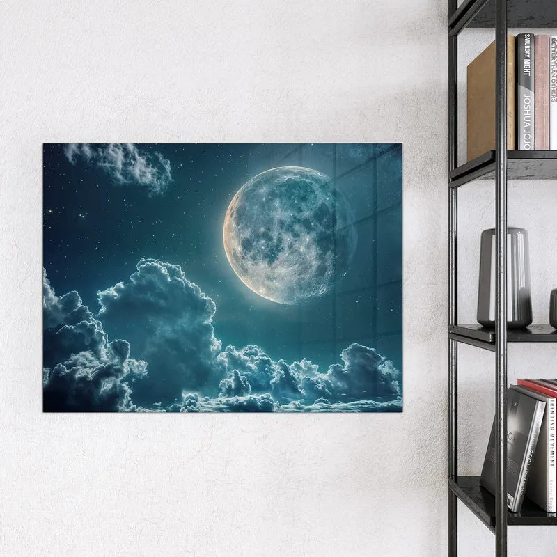 Magnettafel - Mond über Wolken