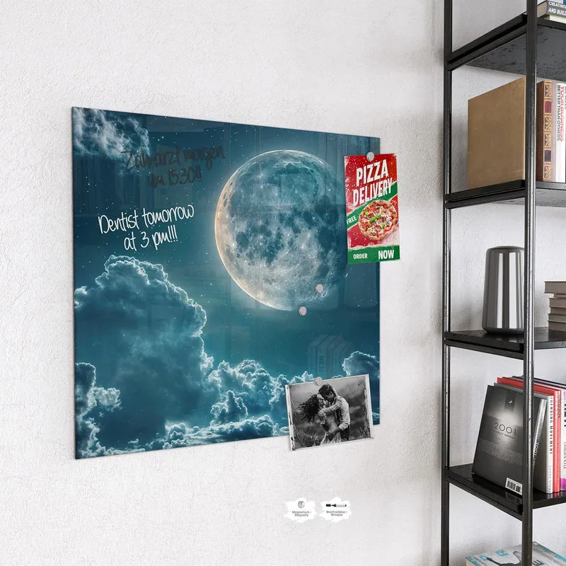 Magnettafel - Mond über Wolken