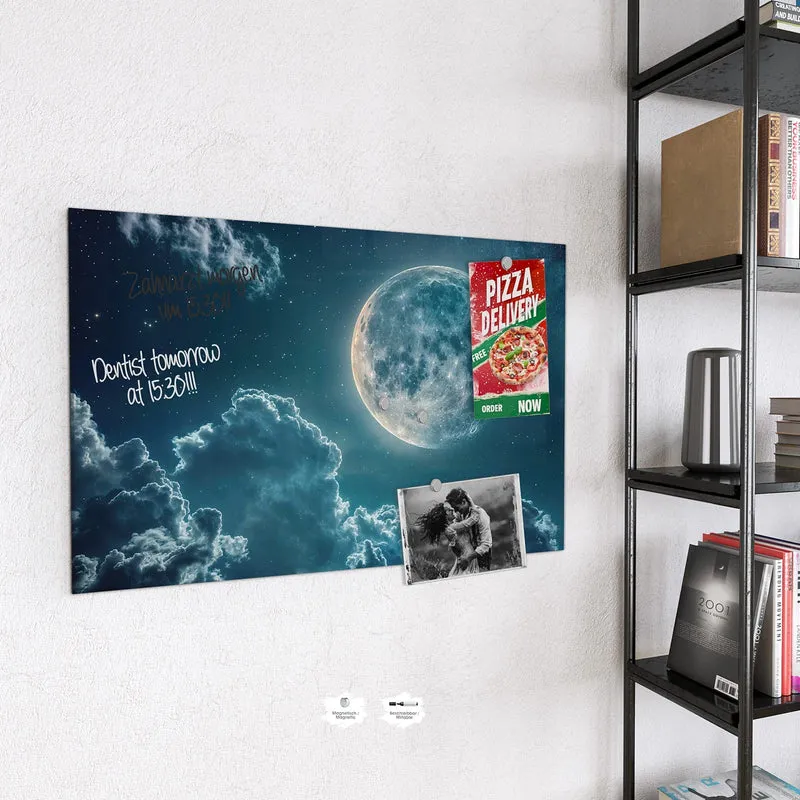 Magnettafel - Mond über Wolken