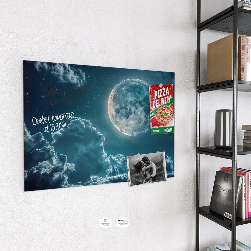 Magnettafel - Mond über Wolken