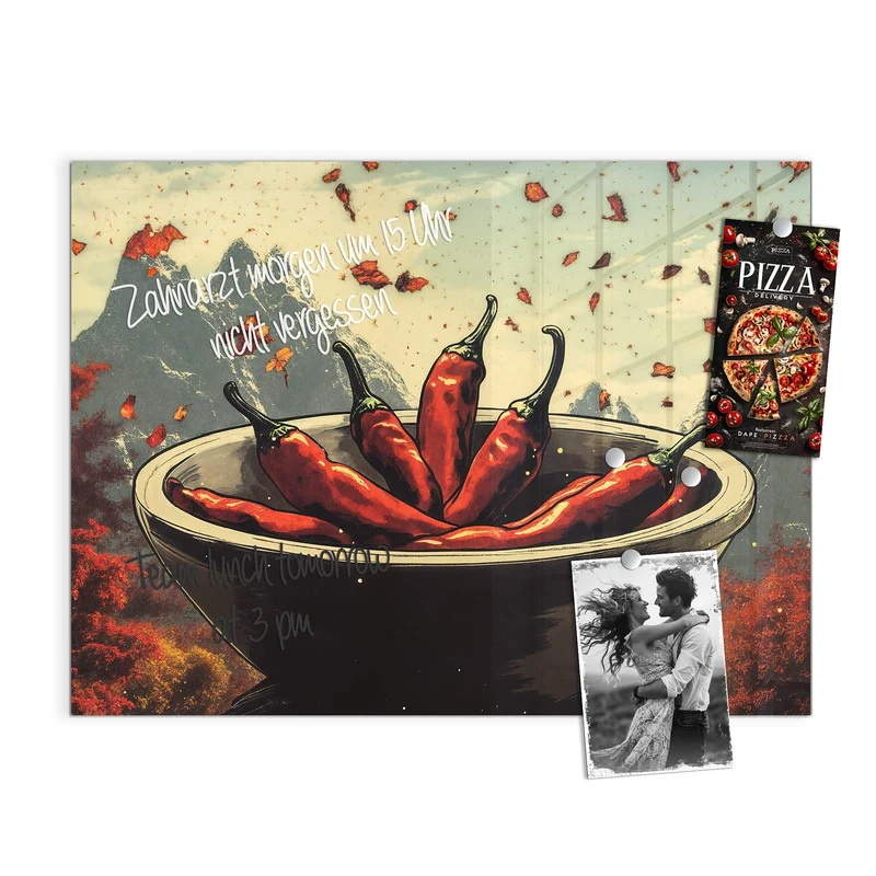 Magnettafel - Schale mit Chilis