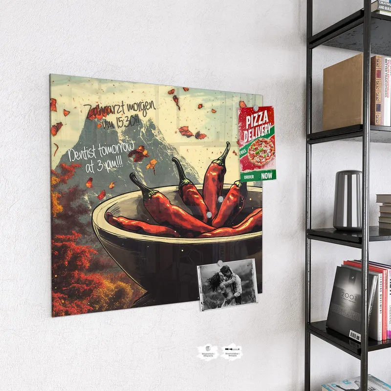 Magnettafel - Schale mit Chilis