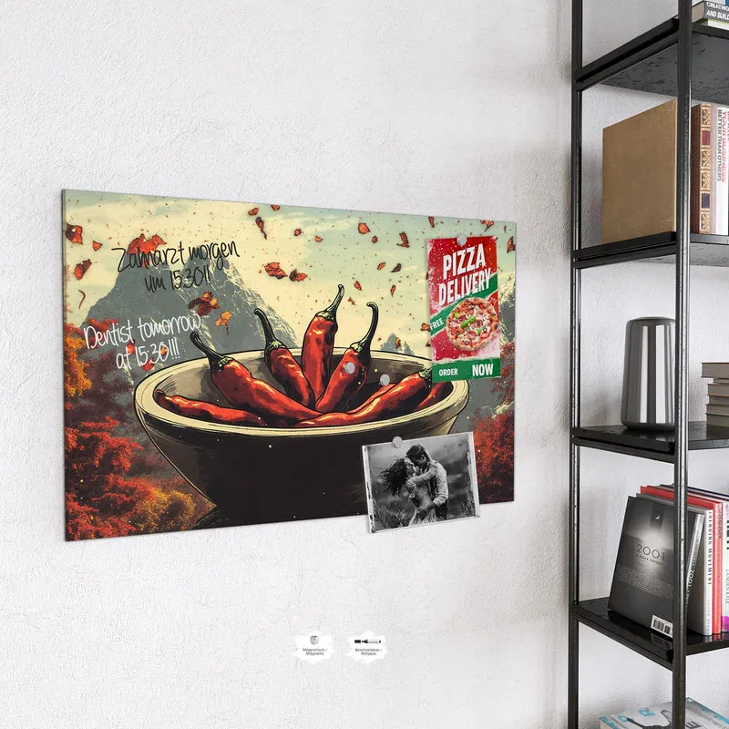 Magnettafel - Schale mit Chilis
