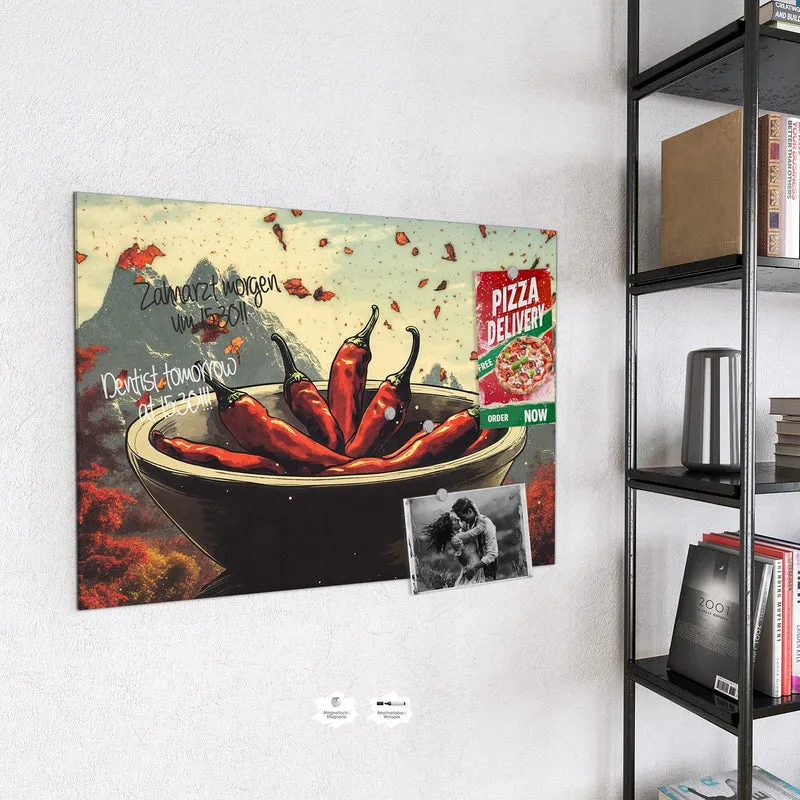 Magnettafel - Schale mit Chilis