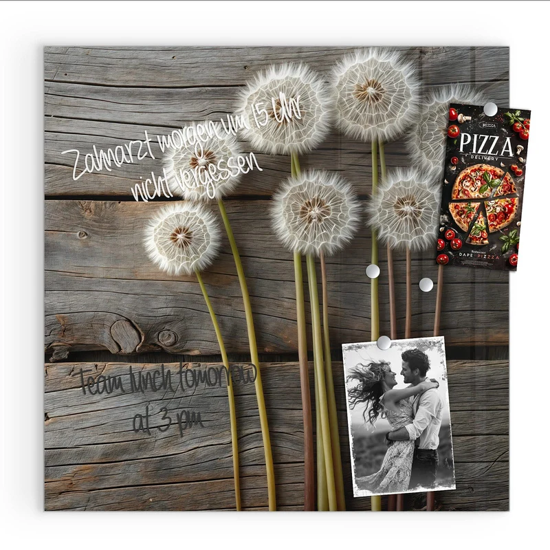 Magnettafel - Pusteblumen auf Holz