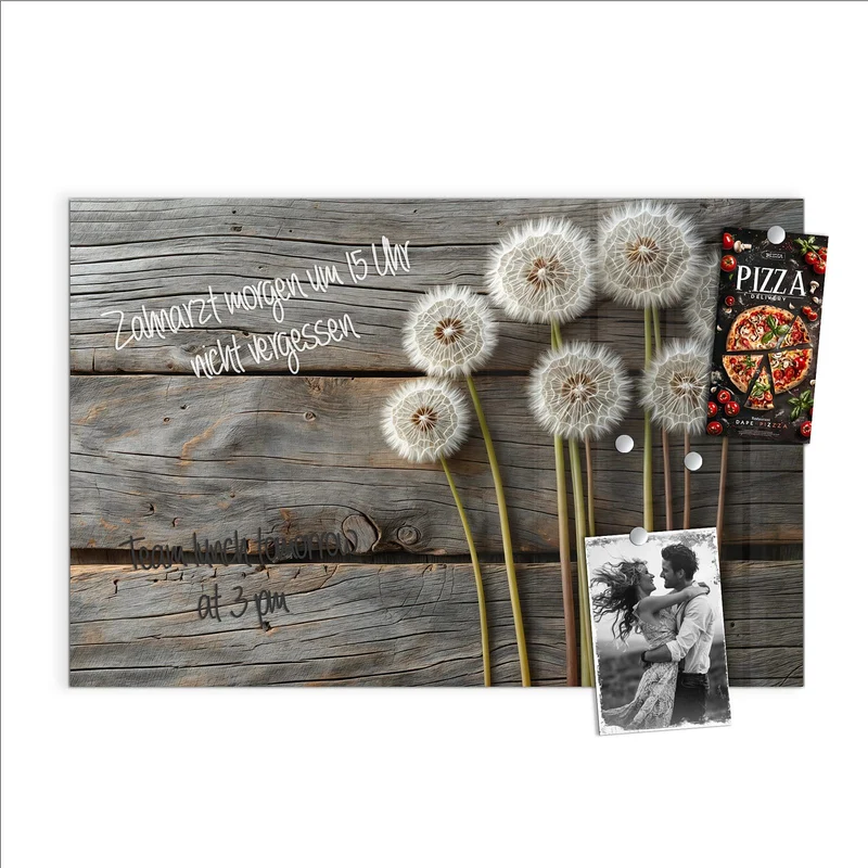 Magnettafel - Pusteblumen auf Holz