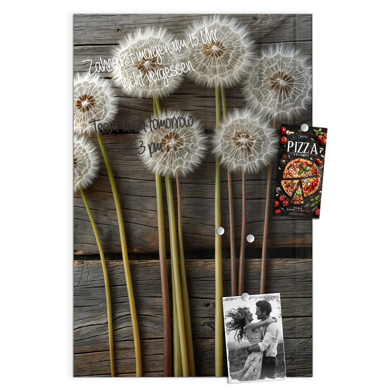 Magnettafel - Pusteblumen auf Holz