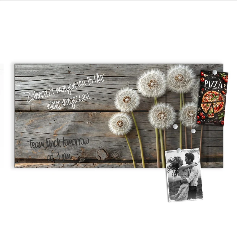 Magnettafel - Pusteblumen auf Holz