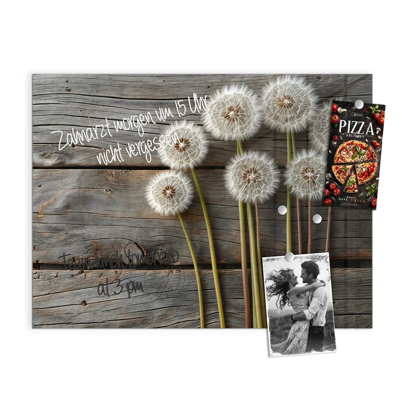 Magnettafel - Pusteblumen auf Holz