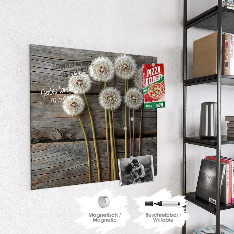 Magnettafel - Pusteblumen auf Holz