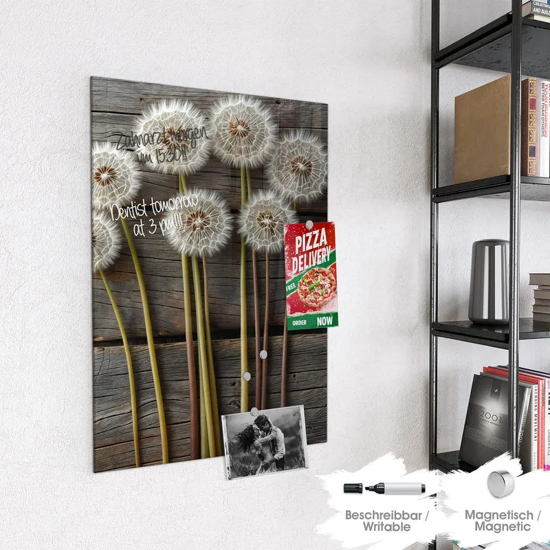 Magnettafel - Pusteblumen auf Holz