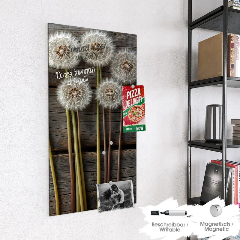 Magnettafel - Pusteblumen auf Holz